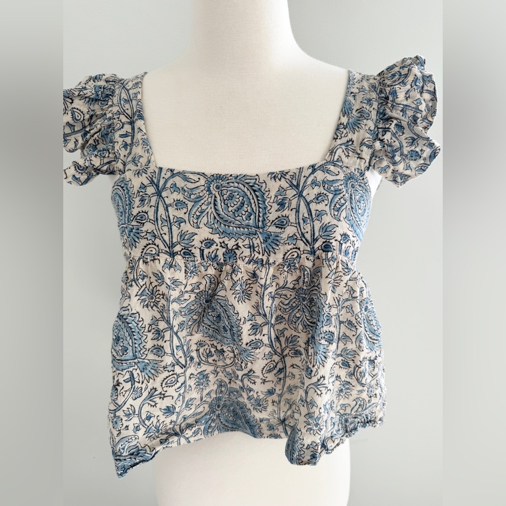 Matta Blue and White Floral Crop Top